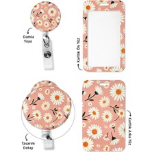 Stormistoretr Pudra Papatya Çekmeli Yoyo ve Baskılı Dikey Yaka Kartı Koruyucu