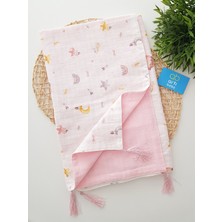 Özgürce Renkli Püsküllü Müslin Bebek Battaniyesi, Yumuşak ve Çok Amaçlı Kullanım