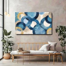 Artprinta Mavi ve Altın Halkalar Soyut Kanvas Tablo – Modern Duvar Dekorasyonu