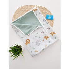 Özgürce Çift Katlı Müslin Örtü Battaniye, %100 Pamuk Bebek Kundak ve Emzirme Örtüsü