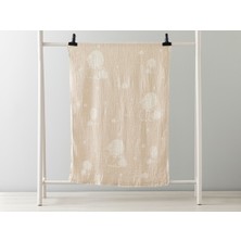 Özgürce Yumuşak ve Rahat Bebek Battaniyesi, Hayvan Desenli, 80X120 Cm, Bej Ekru