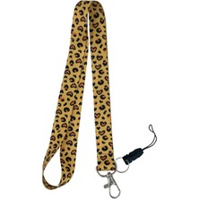 Stormistoretr Sarı Leopar Boyun Ipi Yaka Kartı Askı Ipi Telefon Askısı