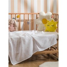 Özgürce Yumuşak Ekru Fiyonk Baskılı Kız Bebek Battaniyesi 90X100 cm