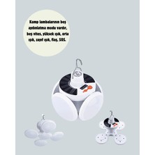 Derin Stok Güneş Paneliyle Şarj Olan Katlanabilir LED Çadır Lambası – 5 Kademeli Aydınlatma