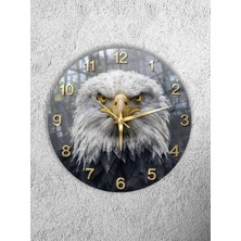 Olinpa Kırılmaz Cam Duvar Saati , Hem Tablo Hem Saat Yuvarlak Kartal Tasarım  Saat Ofis Hediyesi