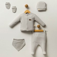 Mahfel 5'li Gri %100 Pamuk Premium Hastane Çıkış Seti