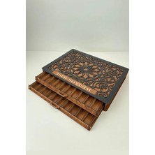 Oblivion Çekmeceli Tesbih Kutusu Ahşap 2 Katlı Tespih Kutusu ( 10 Bölmeli )