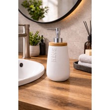 Padilon Şık Bambu Seramik Sıvı Sabunluk Dekoratif Banyo & Mutfak Sabun Dispanseri 20 cm