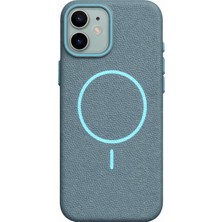 Gtc iPhone 11 Uyumlu Beats Magsafe Deri Görünümlü Mavi Renk Silikon Kılıf Kapak