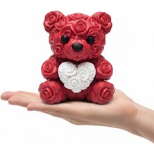 Derin Stok 10CM 3D Özel Baskı Kalpli Ayıcık Romantik Hediye Objesi