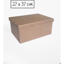 Yegane Concept Ham Mdf, Boyanabilir 27X37 cm Dikdörtgen Şapka Kapaklı Kutu