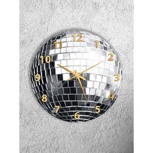 Olinpa Kırılmaz Cam Duvar Saati , Hem Tablo Hem Saat Yuvarlak Disko Topu Işıltılı  Ev Ofis Hediyesi