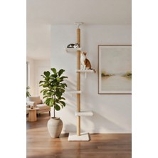 Turkuaz Tırmalama TR2001  Kule Tavan Boyu Kedi Tırmalama Tahtası BEYAZ