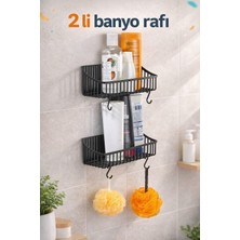 Celsen Home Banyo Rafı Yapışkanlı Banyo Rafı, 2'li Banyo Düzenleyici, Duş Rafı Organizer Şampuanlık, Plastik