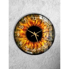 Olinpa Kırılmaz Cam Duvar Saati , Hem Tablo Hem Saat Yuvarlak Ela Kahve Gözı Ev Ofis Hediyesi