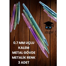 Seyfi Kırtasiye 0.7 mm Uçlu Kalem Metal Gövde Metalik Renk 3 Adet