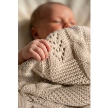 Özgürce Yenidoğan Için Yumuşak ve Şık Ajurlu Triko Bebek Battaniyesi