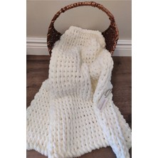 Özgürce Kışlık Kalın Bebek Battaniyesi 100X100 Ekru, Yumuşak ve Sıcak Tutucu