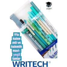 Writech 9'lu Kalem Seti Tükenmez Kalem Seti Jel Kalem Fosforlu Kalem Fırça Uçlu Kalem Çift Taraflı