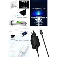 25W Type C - Type C Şarj Aleti Adaptör ve 1 Metre Kablo 3 A Ac 110-240V Samsung iphone ipad Siyah