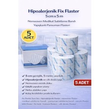 Hipoalerjenik Fix Flaster 5 cm x 5 M 5 Adet Nonwoven Medikal Sabitleme Bandı Yapışkanlı Pansuman Flasteri