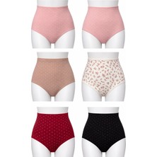 Berrak 11673 Yüksek Bel Bato Pamuklu Kadın Külot 6'lı Paket-Karışık Renkli