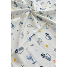 Özgürce Renkli Desenli Çok Amaçlı Muslin Örtü ve Battaniye Seti