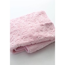 Özgürce Pembe Kabartmalı Peluş Bebek Battaniyesi 100X120 Cm, Yumuşak ve Kaliteli