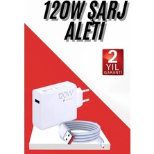 Derin Stok 120W Şarj Aleti Hızlı Çift Turbo Şarj Aleti Seti Beyaz