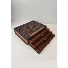 Oblivion Tesbih Kutusu Tesbih Çekmecesi Ahşap 3 Katlı Tespih Kutusu ( 10 Bölmeli )