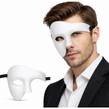 Shopwave Beyaz Yarım Erkek Maske – Phantom Parti & Balo Maskesi