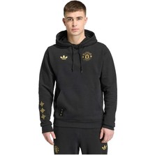 adidas Erkek Siyah Kapüşonlu Sweatshirt Düz Desenli Sezonluk Rahat Kesim Mufc Cs Hd JM5565