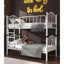 Missidea Orkide Dekoratif Metal Ranza & Karyola Beyaz 90X190 cm