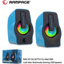 İsmiyle Al Rampage Rms-G7 Falsetto 1+1 6 W USB 5V Rgb Ledlı Mavi Hoparlör