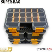 Otomeksan Super Bag Lockstack 6 – 4 Kat Modüler Organizer Sistemi, 6 Parça Kilitli Tırnaklı Üst Üste Geçmeli Alet Kutusu Seti, Profesyonel Depolama ve Düzenleme Çözümü, Atölye Garaj Oto Hırdavat Için