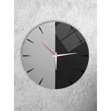 Olinpa Kırılmaz Cam Duvar Saati , Hem Tablo Hem Saat Yuvarlak Siyah Beyaz Tasarım  Saat Ofis Hediyesi