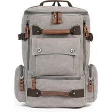 Necati Çanta Kampçıların Vazgeçilmezi Çok Gözlü, Laptop Bölmeli Kanvas Kumaş Kamp Çantası Gri