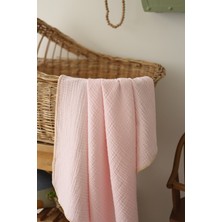 Özgürce 4 Katlı Müslin Bebek Battaniyesi, %100 Organik Pamuk, Şeker Pembesi