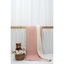 Özgürce Kışlık Bebek Battaniyesi, Welsoft Peluş ve Örgü Pike, 90X110 Büyüklük