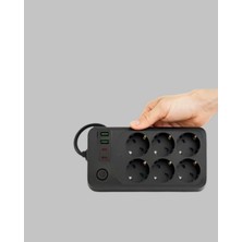 Derin Stok 2500W Güçlü 6’lı Priz USB ve Type-C Çıkışlı Termal Korumalı