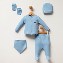 Mahfel 5'li Mavi %100 Pamuk Premium Hastane Çıkış Seti