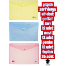 Umix Çıtçıtlı Zarf Dosya A4 Ebat Şeffaf Renk Seçenekleriyle Plastik Zarf Dosya