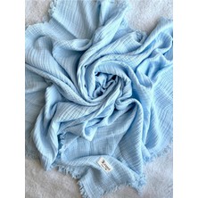 Özgürce Mini Pamuk Müslin Bebek Battaniyesi 90X130 cm Püsküllü, Yumuşak ve Hafif