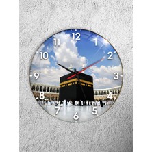 Olinpa Kırılmaz Cam Duvar Saati , Hem Tablo Hem Saat Yuvarlak Islam Din Temalı Ev Ofis Hediyesi