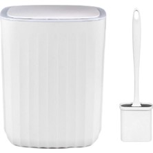 Geseus Sensörlü Otomatik Plastik Çöp Kovası 12 Litre + Duvara Asılabilir Beyaz Silikon Klozet Fırças - Oky
