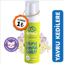 Metapet Yavru ve Hassas Ciltli Kediler Için Kuru Şampuan, Doğal Tüy Bakım Ürünü, Durulanmayan Susuz Köpük Yıkama