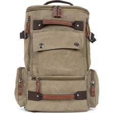 Necati Çanta Kampçıların Vazgeçilmezi: Çok Gözlü, Laptop Bölmeli Kanvas Kumaş Kamp Çantası" Haki