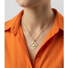 Modahilye 925 Ayar Gümüş Bozkurt Hilal Ay Yıldız Kolye Altın Kaplama Sarı Renk Türk Bayrağı Temalı Kadın Kolye