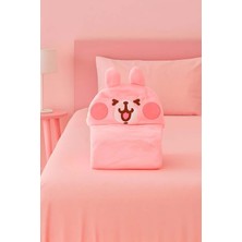 Özgürce Yumuşak ve Sevimli Küçük Hayvan Temalı Şapkalı Battaniye