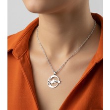 Modahilye 925 Ayar Gümüş Bozkurt Hilal Ay Yıldız Kolye Rodyum Kaplama Türk Bayrağı Temalı Kadın Kolye